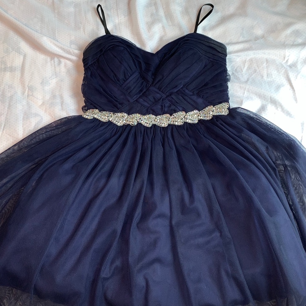 City Triangle blue fit and flare homecoming dress